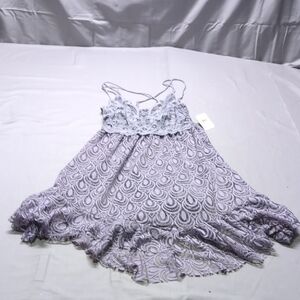 Free People Purple Ruffled Tiered Babydoll Dress